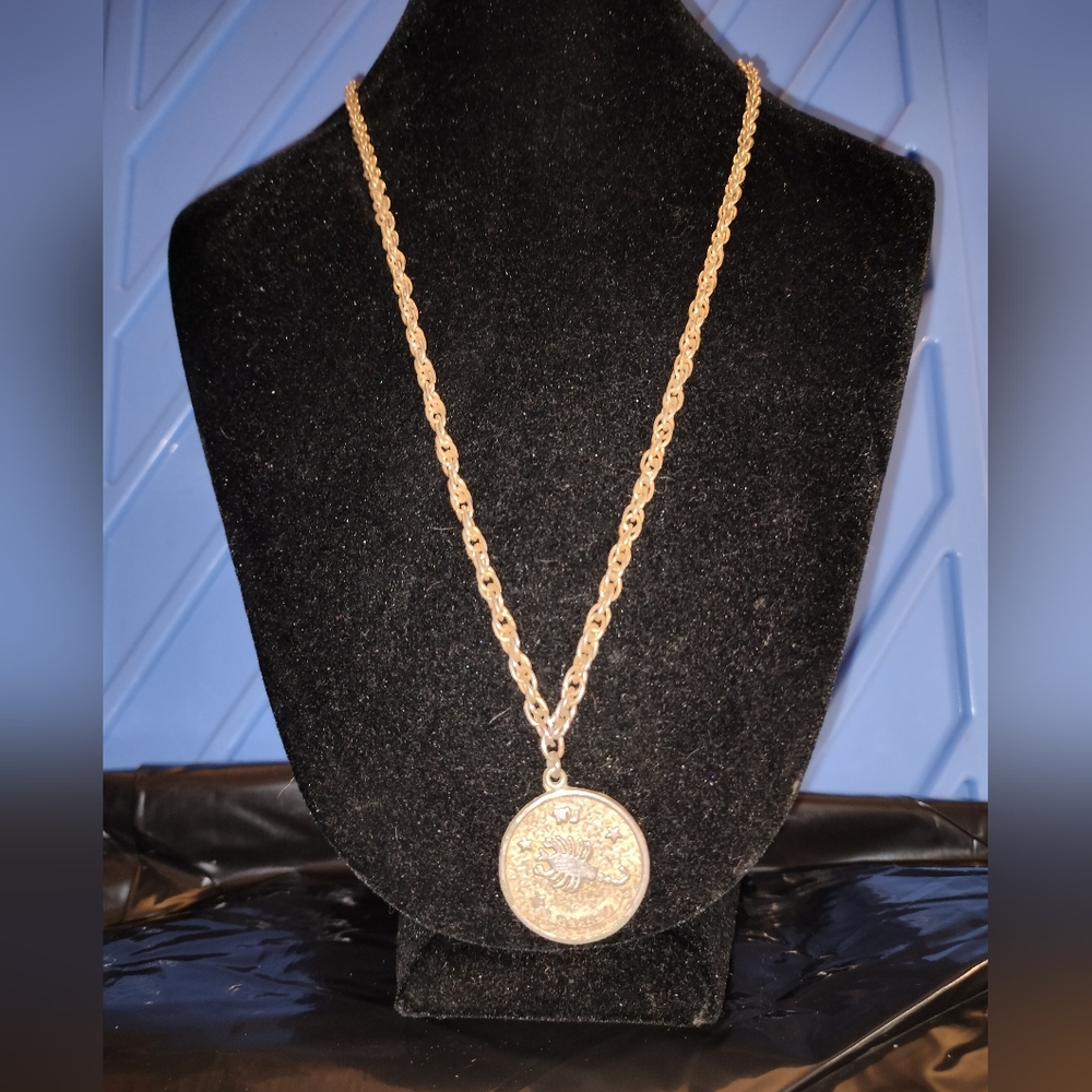 SCORPIO PENDANT BY SARAH COVENTRY ON A FAUX GOLD CHAIN